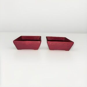 Set Of 2 Home & Garden Party Square 5.5" Burgundy Bowl Dish Oven Microwave Safe